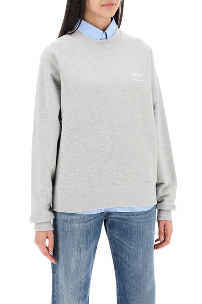 organic cotton crewneck sweatshirt USW024 747 GRIS CENDRE CHINE