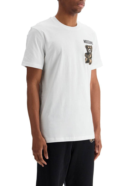 white cotton t-shirt with bear print V0711 0241 MULTI WHITE