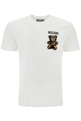 white cotton t-shirt with bear print V0711 0241 MULTI WHITE