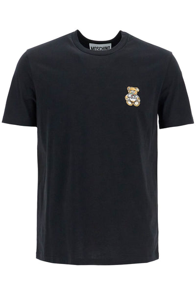 teddy bear patch t-shirt with V0723 7041 BLACK