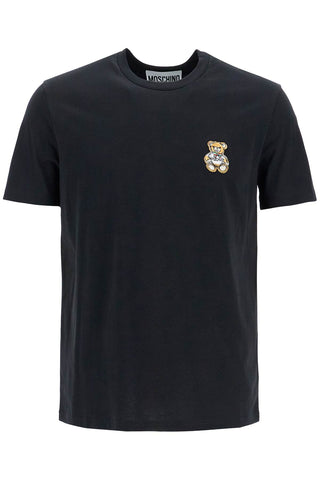 teddy bear patch t-shirt with V0723 7041 BLACK