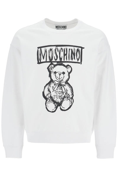 teddy bear print sweatshirt V1727 7028 MULTI WHITE