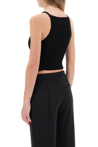 "ribbed knit tank top with pointed hem VESMTO042FI0001 BLACK