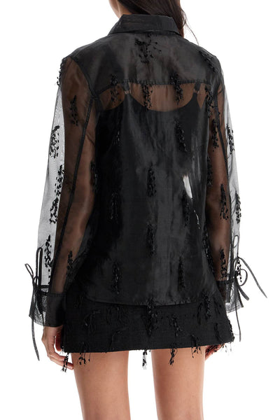 GANNI fringed organza shirt W0079 BLACK | Italystation.com - Shop Now at italystation.com
