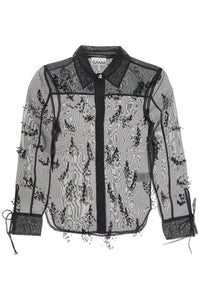 GANNI fringed organza shirt W0079 BLACK | Italystation.com - Shop Now at italystation.com
