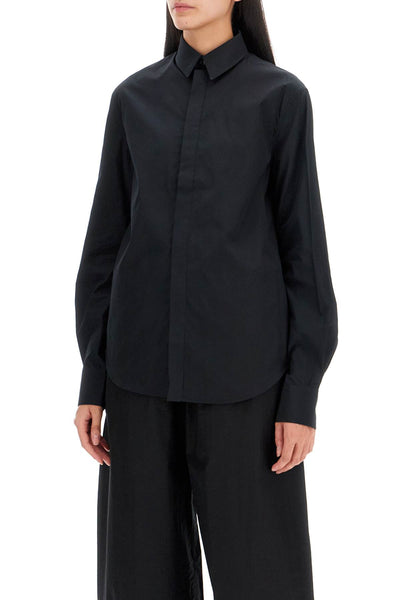 flared cotton shirt for women W1028R12 BLACK