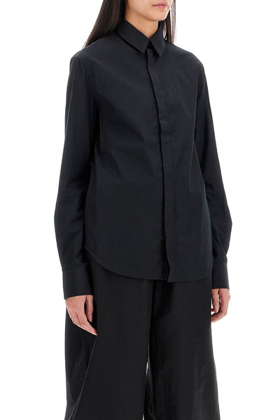 flared cotton shirt for women W1028R12 BLACK