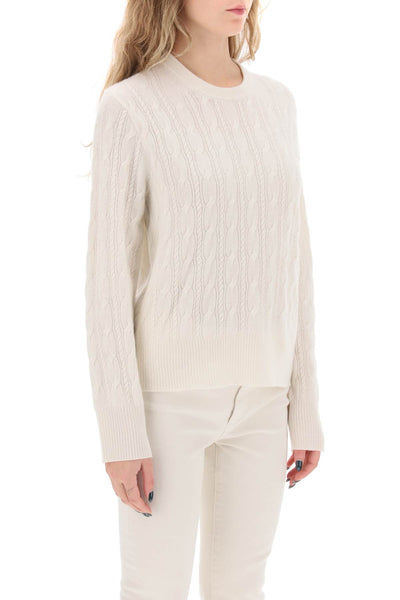 twin cable cashmere sweater W11010CM CREAM