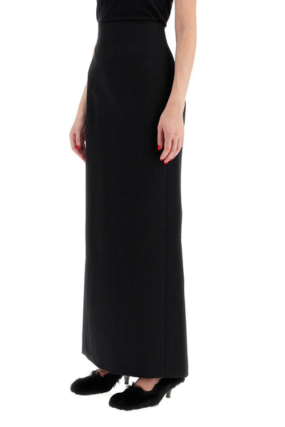 long skirt in grain de poudre W2071PC BLACK