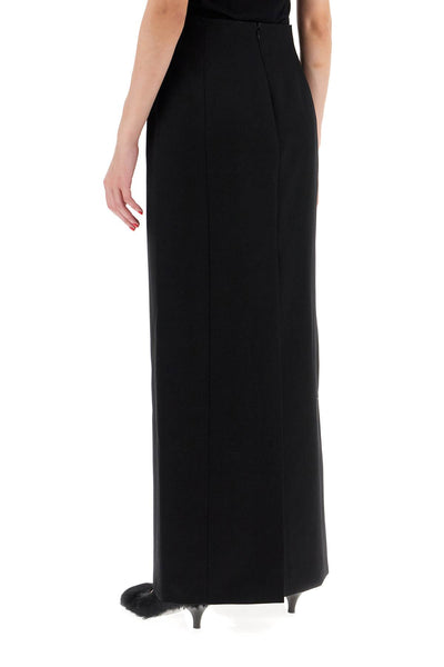 long skirt in grain de poudre W2071PC BLACK