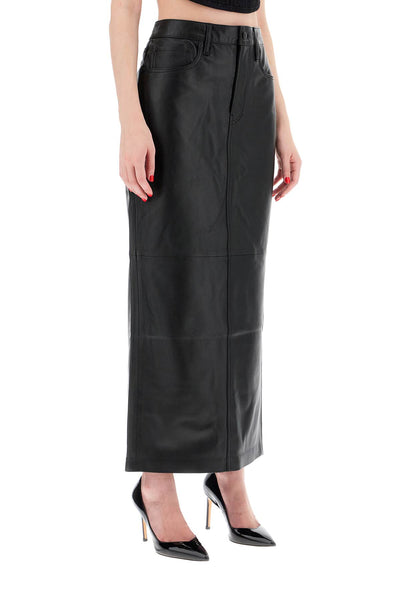 leather column skirt for women W2097PCL BLACK