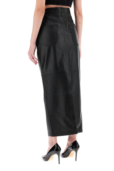 leather column skirt for women W2097PCL BLACK