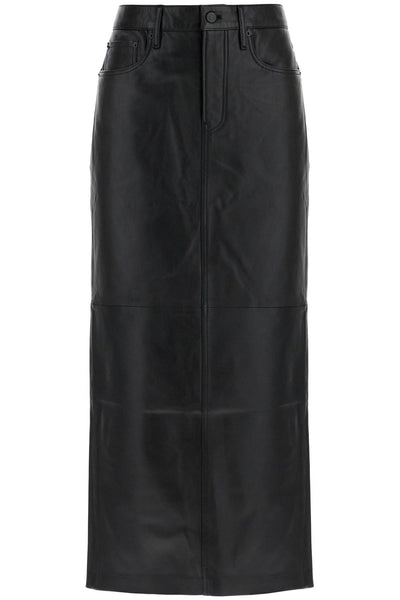 leather column skirt for women W2097PCL BLACK