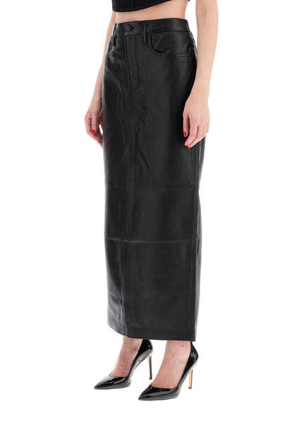 leather column skirt for women W2097PCL BLACK