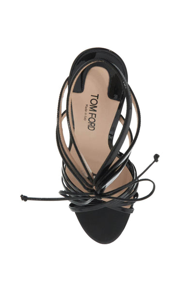 glossy sandals with criss-cross W3496 LCL072N BLACK