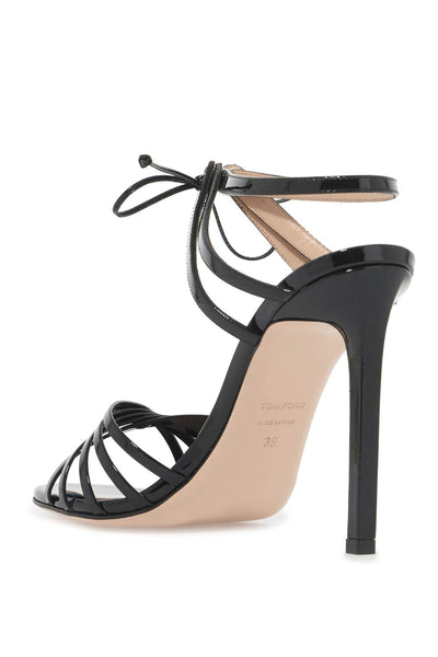 glossy sandals with criss-cross W3496 LCL072N BLACK