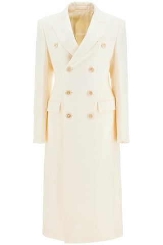 double-breasted maxi coat W4010R05 OFF WHITE