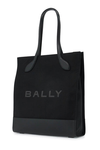 n/s nylon and leather tote bag WAE02W NY284 MULTIBLACK+PALL