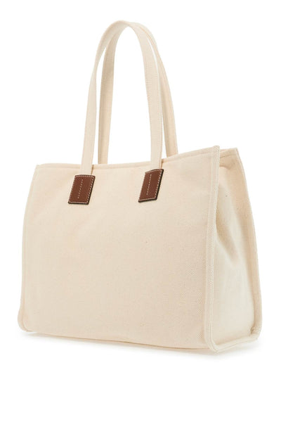 east/west akelei canvas tote WAE05C CV011 NATURAL/CUERO+ORO