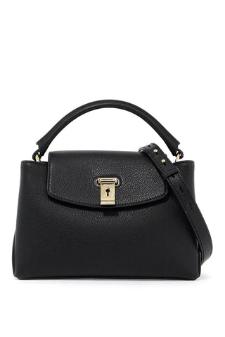 handbag layka in hammered leather WAH010 VT710 BLACK+YELGOLD