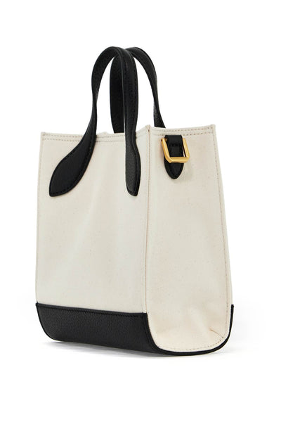 mini fabric bar bag in 8 WAM03E CV034 NATURAL/BLACK+ORO