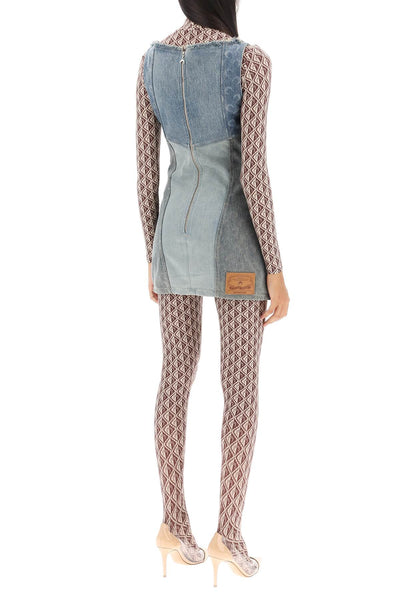 regenerated-denim mini dress WDR056 UDEN0002 BLUE GREY