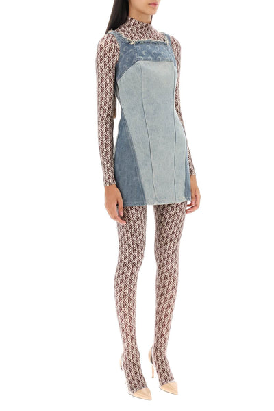 regenerated-denim mini dress WDR056 UDEN0002 BLUE GREY