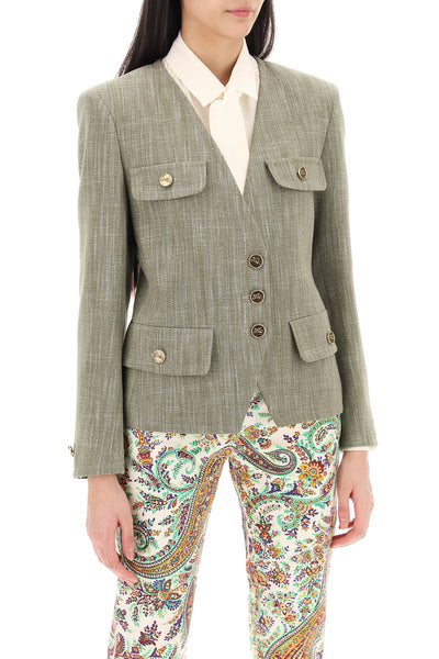 fitted jacket with padded shoulders WRCA0020 99TUDH4 GRIGIO VERDE