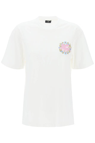 floral pegasus embroidered t-shirt WRJB0007 AC036 BIANCO