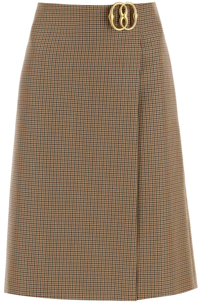 houndstooth a-line skirt with emblem buckle WSK00C MULTIDESERTO 50