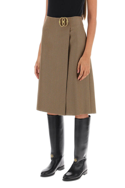 houndstooth a-line skirt with emblem buckle WSK00C MULTIDESERTO 50