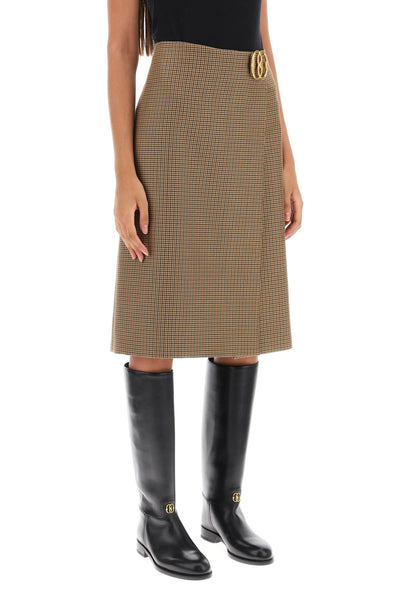 houndstooth a-line skirt with emblem buckle WSK00C MULTIDESERTO 50