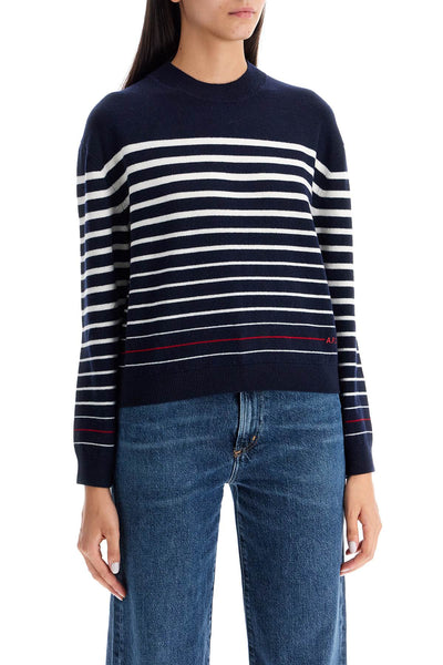 "striped wool billie pullover WVBDC F23332 DARK NAVY