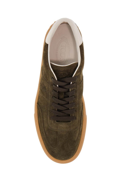 olive green suede lace-up shoes with non-slip sole XXM03E0GC50OQ4 V611+B008