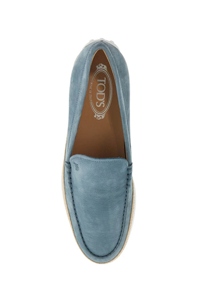 light blue calfskin loafers with rubber and rope sole XXM0TV0AJ306RN AVIO CHIARO