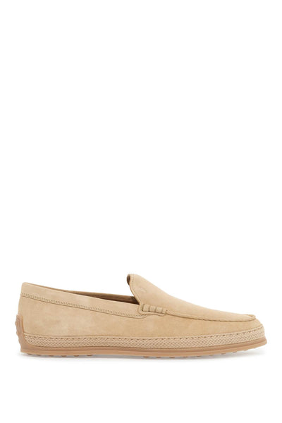 beige woven leather slip-on loafers with rubber sole XXM0TV0AJ30RE0 NATURALE CHIARO