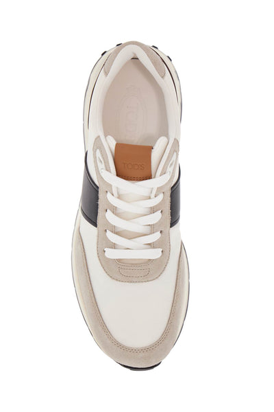 elegant sporty sneakers in white leather and suede running mid volume 63k XXM63K0GT70SM9 C006+B001+B603+C800