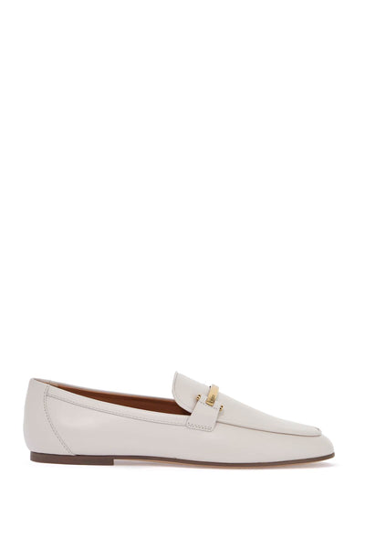 white calfskin moccasin with gold bar and hook & loop fastener closure XXW79A0JE50SMX BIANCO CALCE