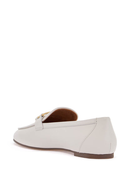 white calfskin moccasin with gold bar and hook & loop fastener closure XXW79A0JE50SMX BIANCO CALCE