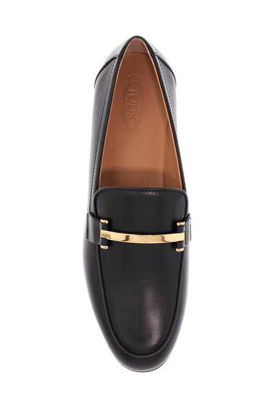 black calfskin women's loafers with metallic band XXW79A0JE50SMX NERO