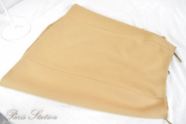 Authentic New Prada Beige A-Line Virgin Wool Skirt Size 38