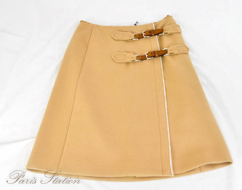 Prada New Prada Beige A-Line Virgin Wool Skirt Size 38 | Italystation.com - Shop Now at italystation.com