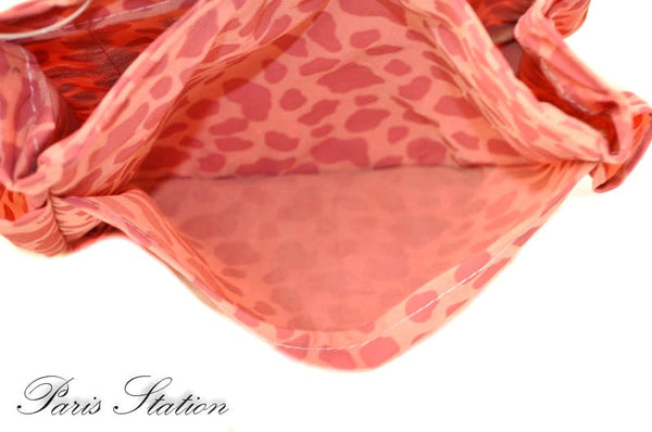 New Pink Leopard Print Canvas Small Purse Organizer