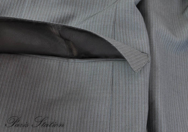 Authentic Louis Vuitton Grey Striped Men's Suit Size 56