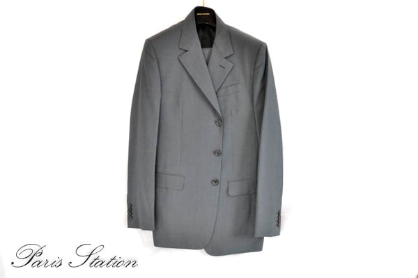 Authentic Louis Vuitton Grey Striped Men's Suit Size 56