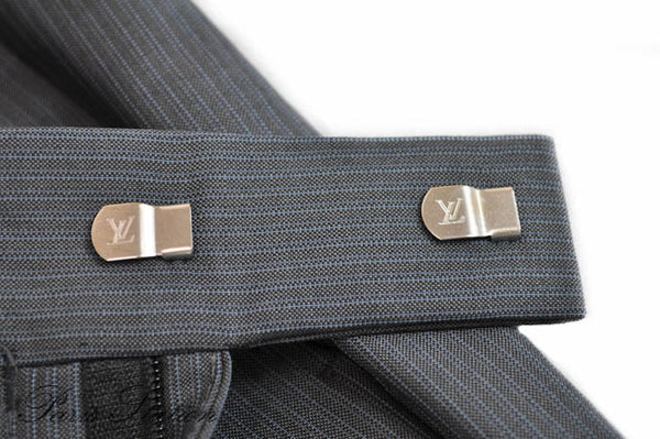 Authentic Louis Vuitton Grey Striped Men's Suit Size 56