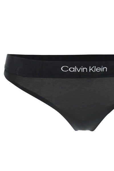 Calvin Klein內衣浮雕圖標Thong 000QF6992E黑色