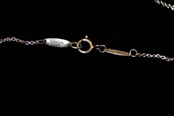 Tiffany & Co. Peretti Platinum Mini Open Heart Pendant Necklace 14.25"