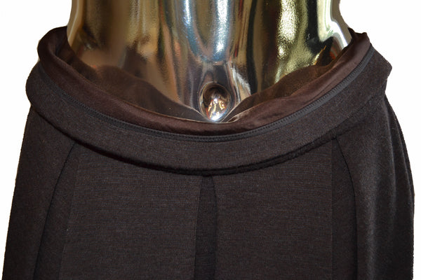 Louis Vuitton Dark Brown Pleats Ski Wool Midi Skirts Size 36