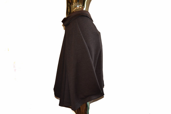 路易威登深棕色褶皺羊毛米迪裙子尺寸36